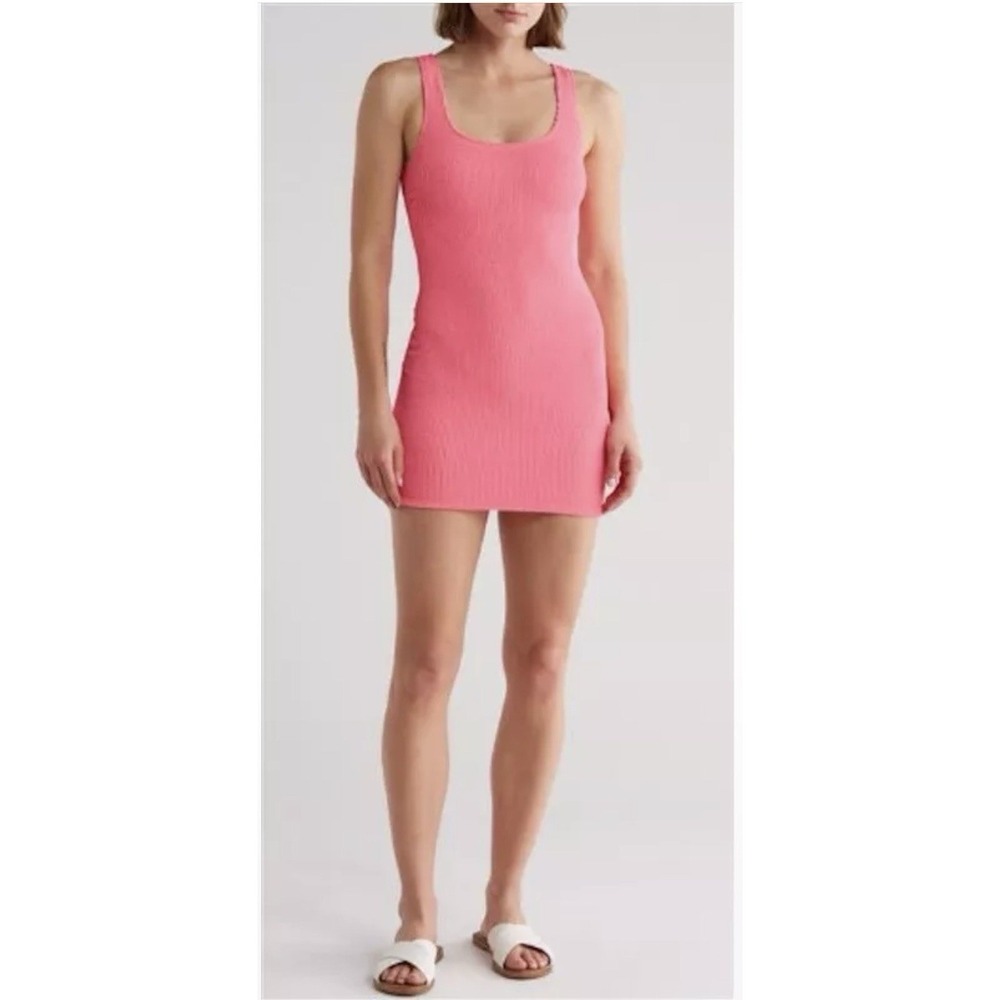 Good American Women's Pink Scuba Tank Dress Size Small 3/4 Stretchy Mini